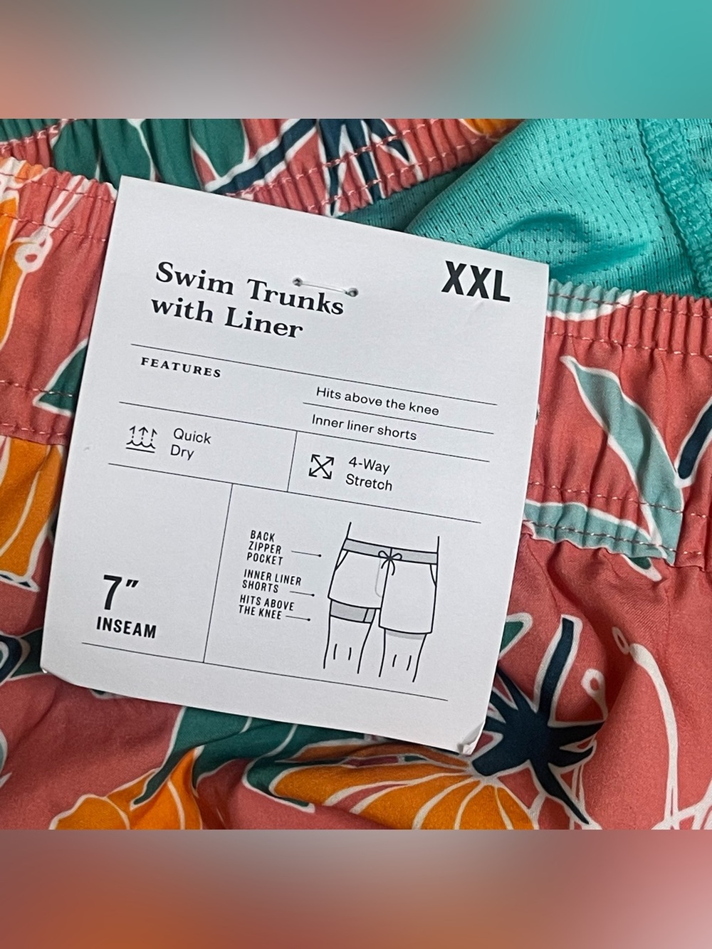 Goodfellow & Co Floral Drawstring Bermuda Shorts — Coral Green Orange - Picture 9 of 13